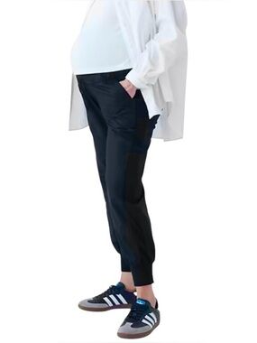 Gap Maternity Full Panel Navy Joggers Size M Style #510473 tapered Cuffed hems